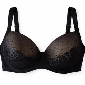 Soma Stunning Support Bra 40DD Black Lace Full Coverage Underwire Adjustable